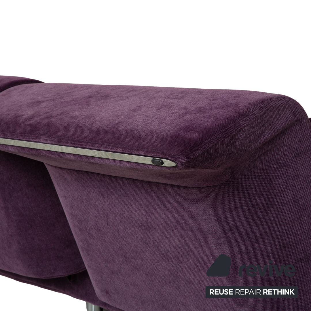 ligne roset Downtown fabric three-seater purple sofa couch manual function sleeping function