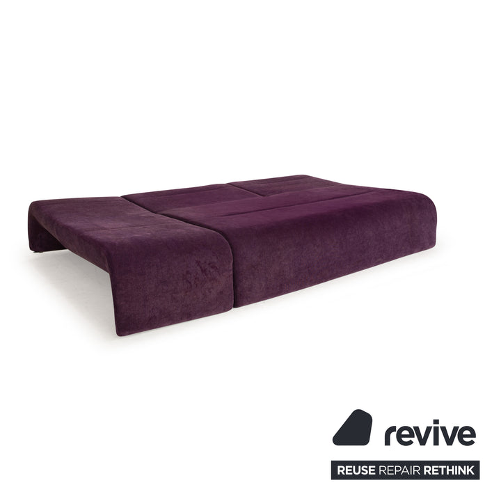 ligne roset Downtown Stoff Dreisitzer Lila Sofa Couch manuelle Funktion Schlaffunktion