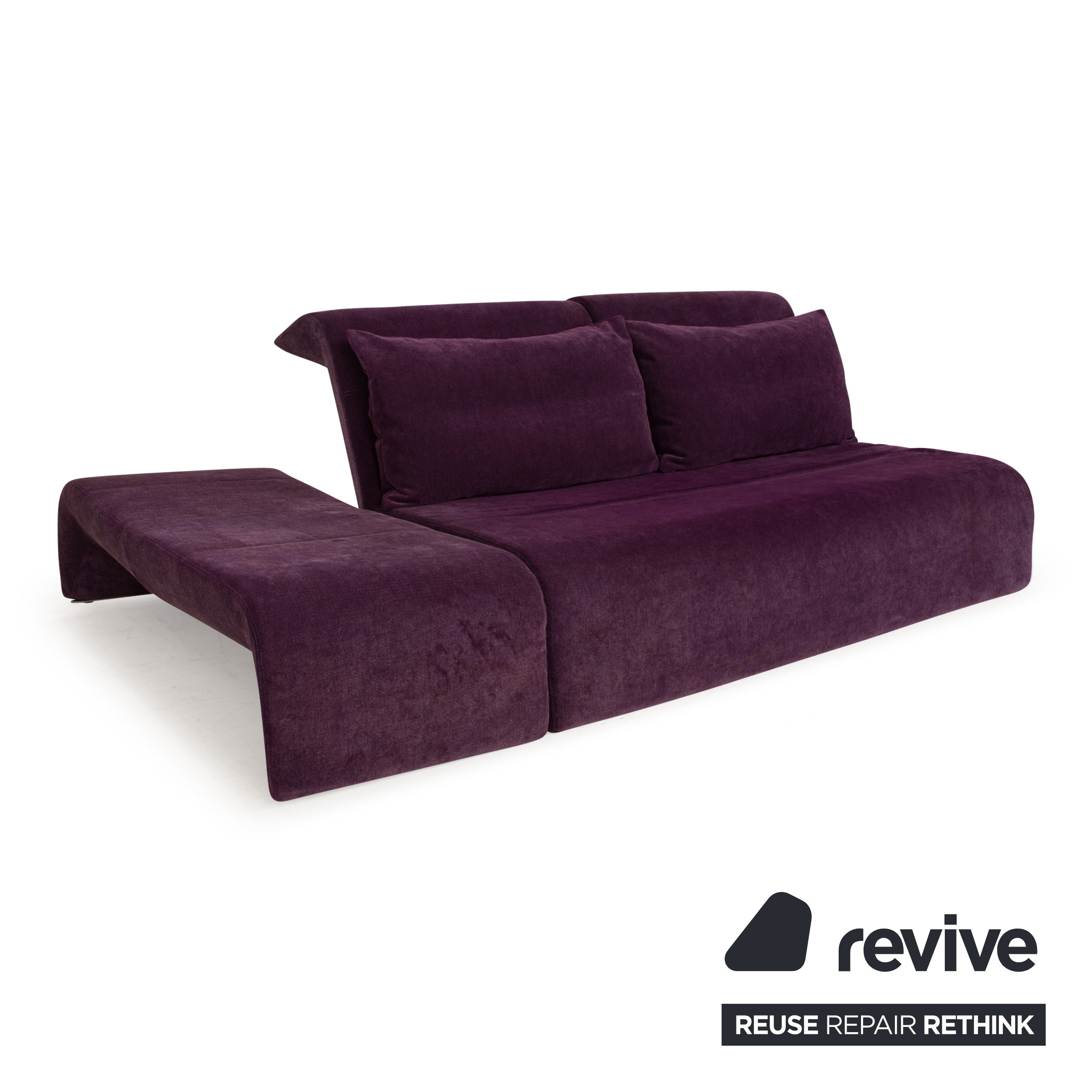 Canapé trois places en tissu violet Downtown Ligne Roset, fonction manuelle, fonction couchage