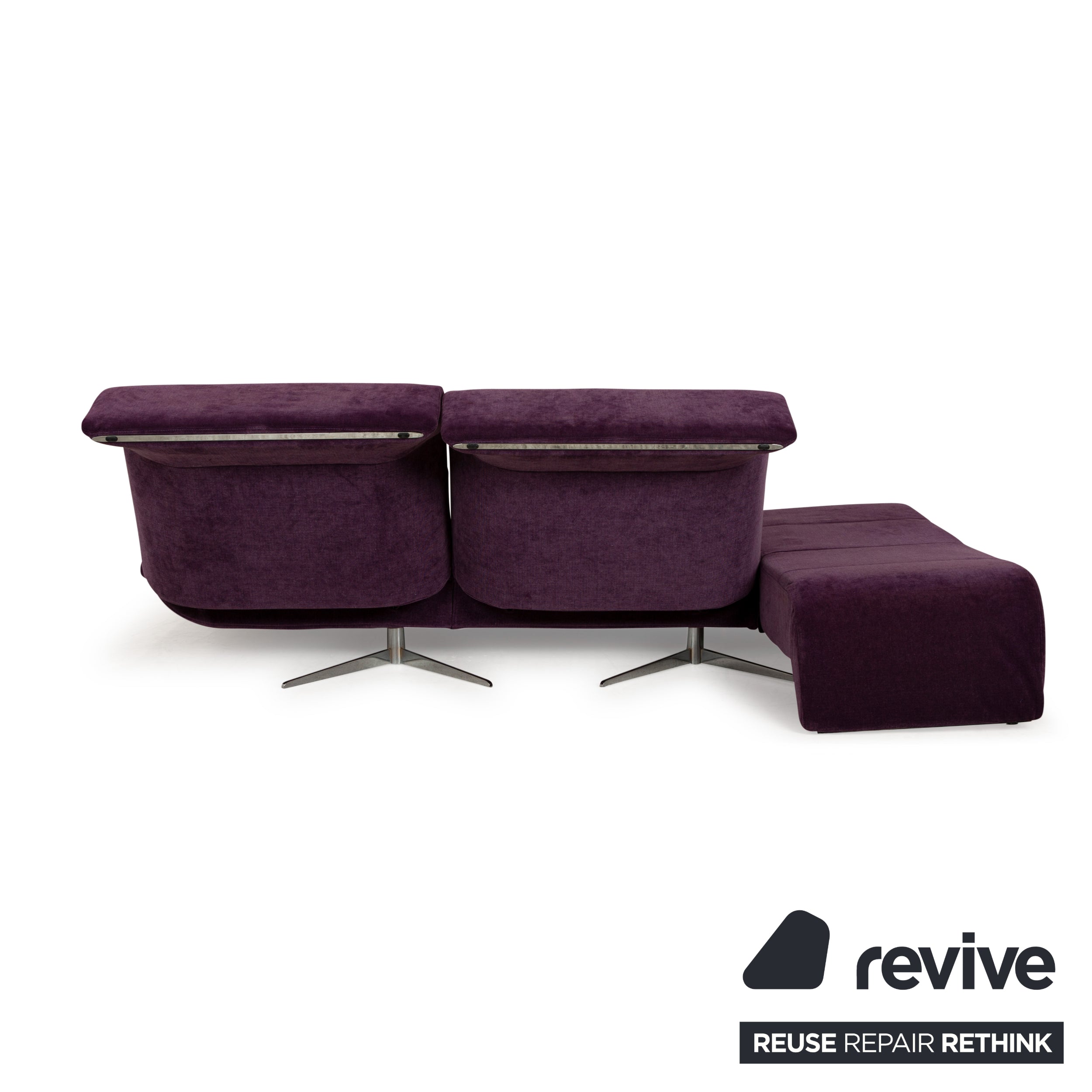 Canapé trois places en tissu violet Downtown Ligne Roset, fonction manuelle, fonction couchage