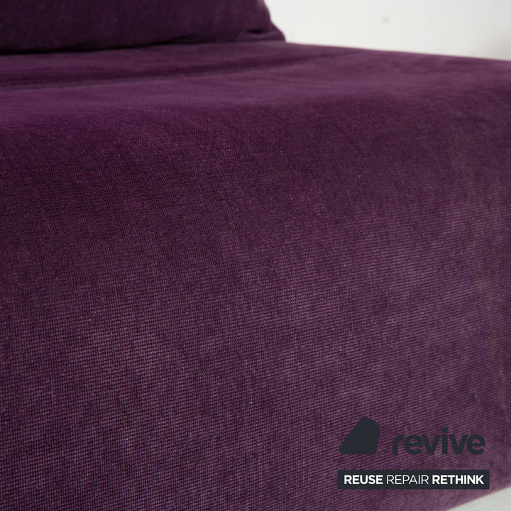 ligne roset Downtown fabric three-seater purple sofa couch manual function sleeping function