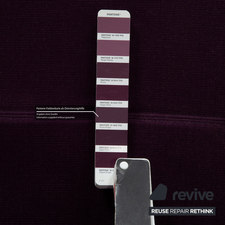 ligne roset Downtown fabric three-seater purple sofa couch manual function sleeping function