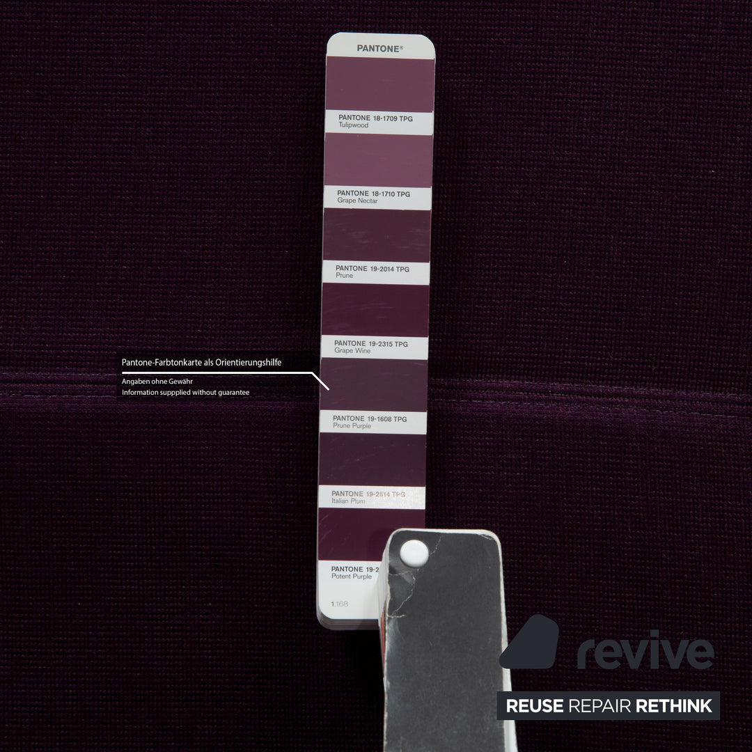 ligne roset Downtown fabric three-seater purple sofa couch manual function sleeping function