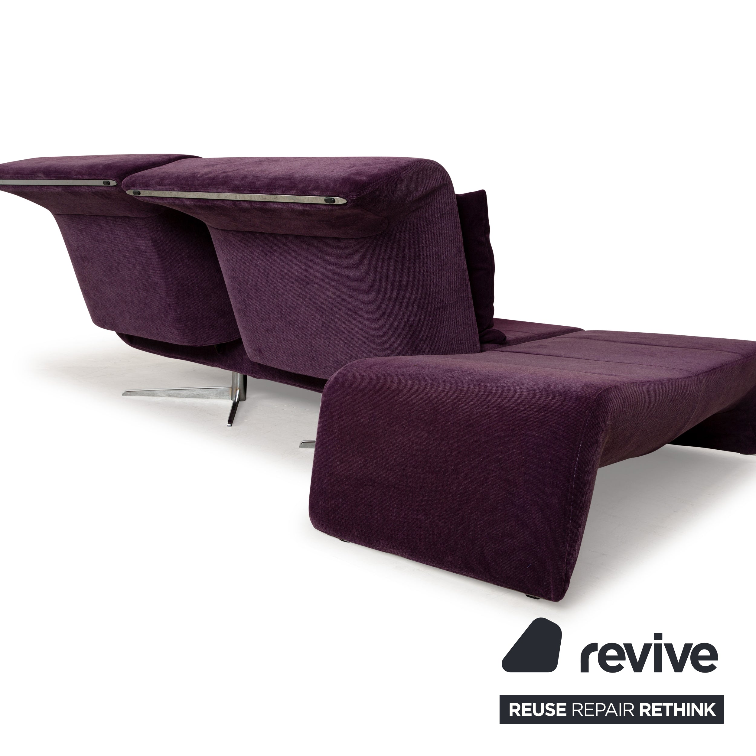 Canapé trois places en tissu violet Downtown Ligne Roset, fonction manuelle, fonction couchage
