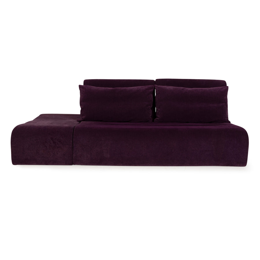 ligne roset Downtown Stoff Dreisitzer Lila Sofa Couch manuelle Funktion Schlaffunktion
