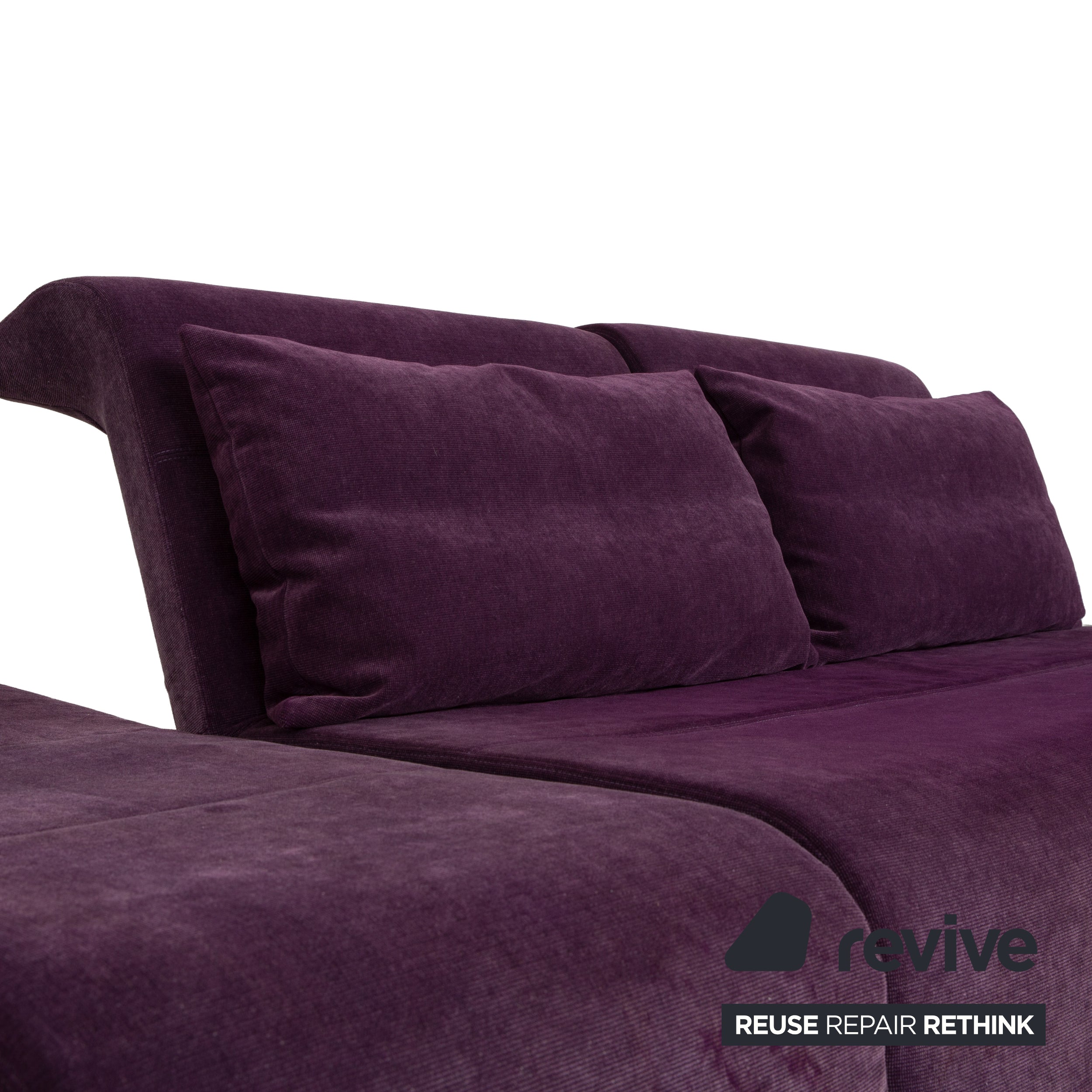 Canapé trois places en tissu violet Downtown Ligne Roset, fonction manuelle, fonction couchage