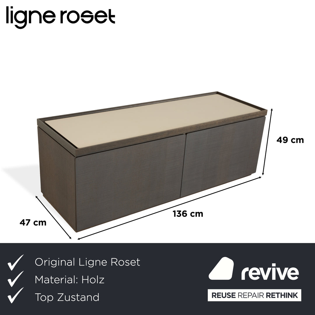 Buffet en bois Ligne Roset ESTAMPE marron beige crème meuble TV