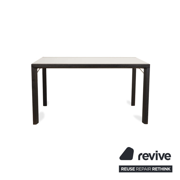 Ligne Roset Estensia Glass Dining Table White Black Extendable 140-260 x 95 cm