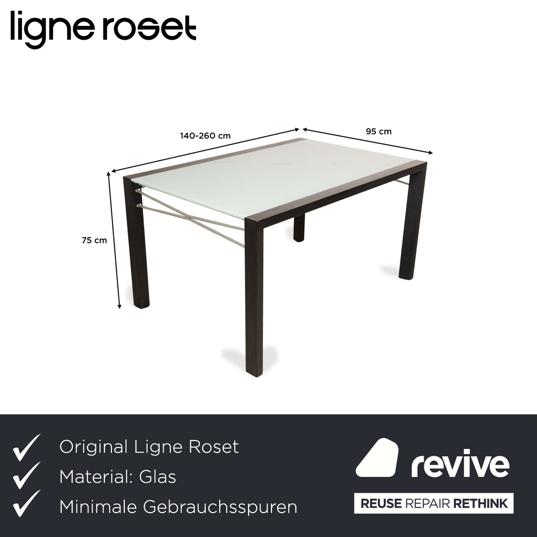 Ligne Roset Estensia Glass Dining Table White Black Extendable 140-260 x 95 cm