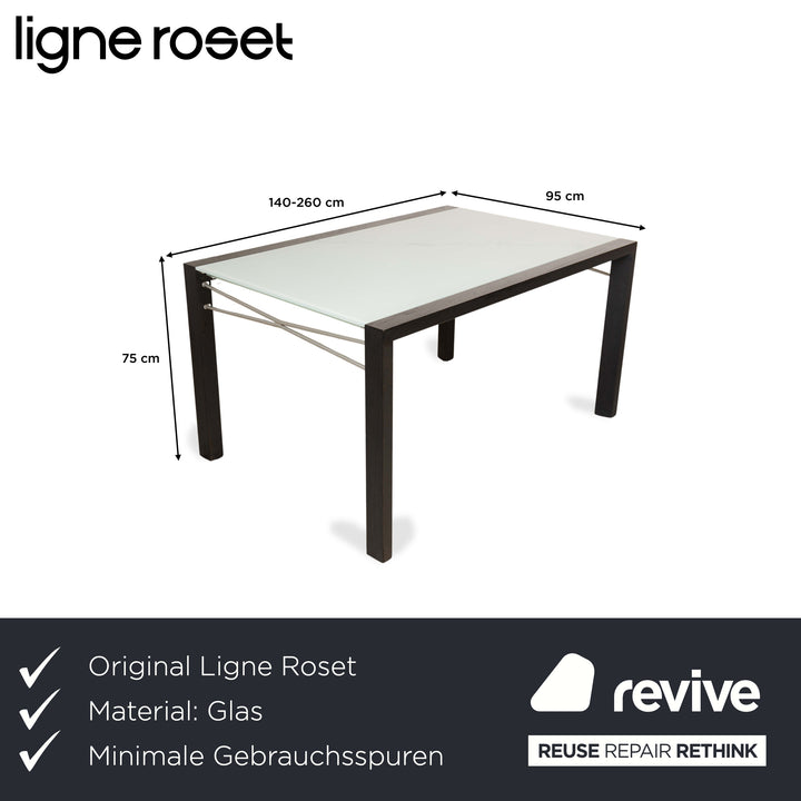 Table à manger extensible en verre Estensia Ligne Roset Blanc Noir 140-260 x 95 cm
