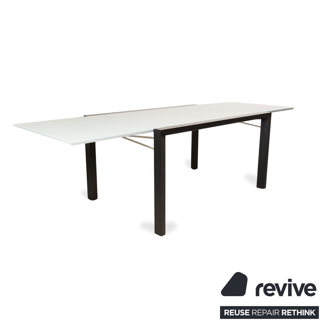 Ligne Roset Estensia Glass Dining Table White Black Extendable 140-260 x 95 cm