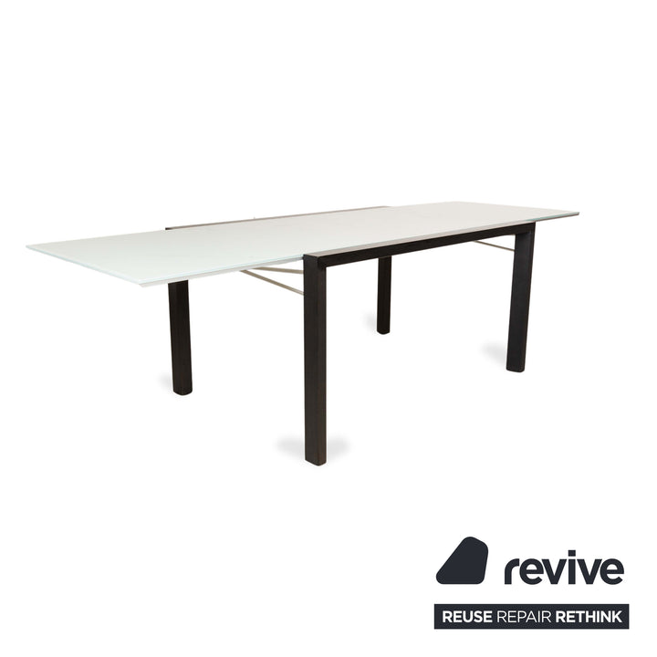 Ligne Roset Estensia Glas Esstisch Weiß Schwarz Ausziehfunktion 140-260 x 95 cm