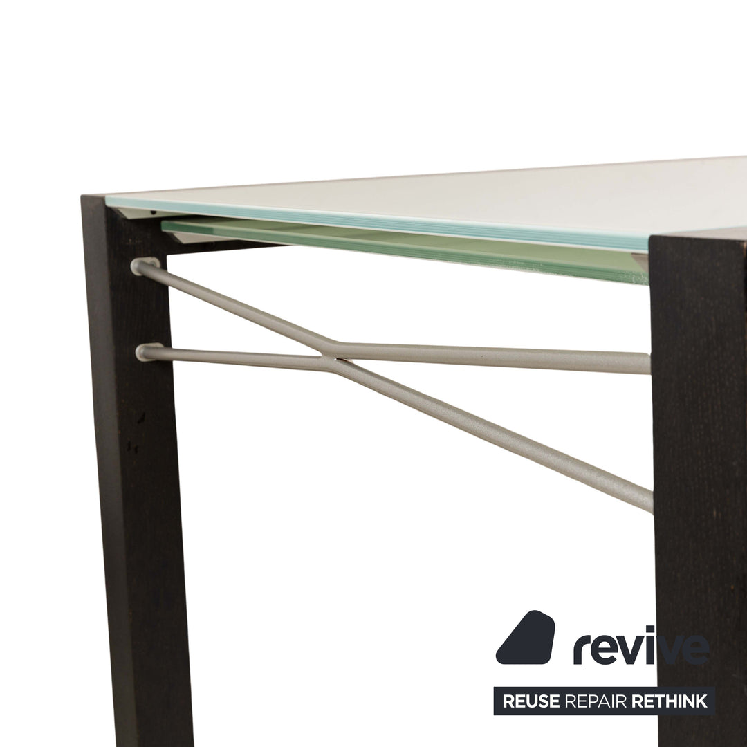 Table à manger extensible en verre Estensia Ligne Roset Blanc Noir 140-260 x 95 cm