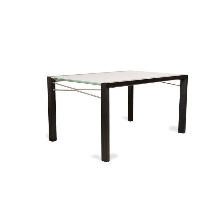 Ligne Roset Estensia Glass Dining Table White Black Extendable 140-260 x 95 cm