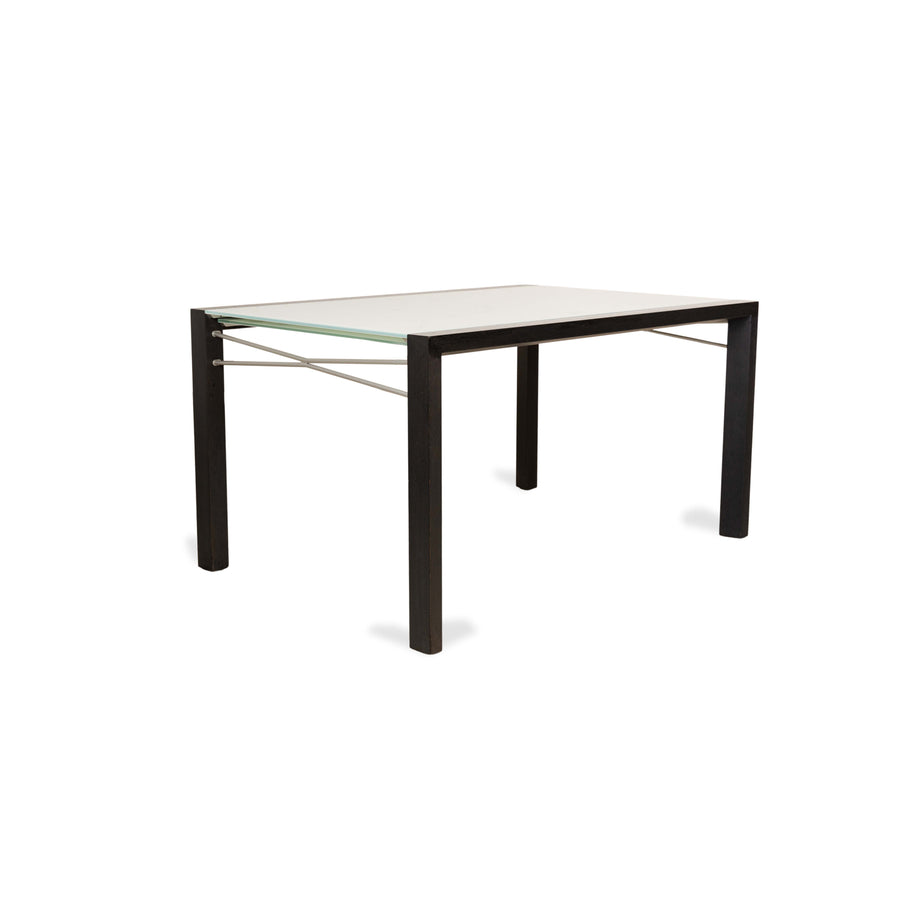 Ligne Roset Estensia Glas Esstisch Weiß Schwarz Ausziehfunktion 140-260 x 95 cm