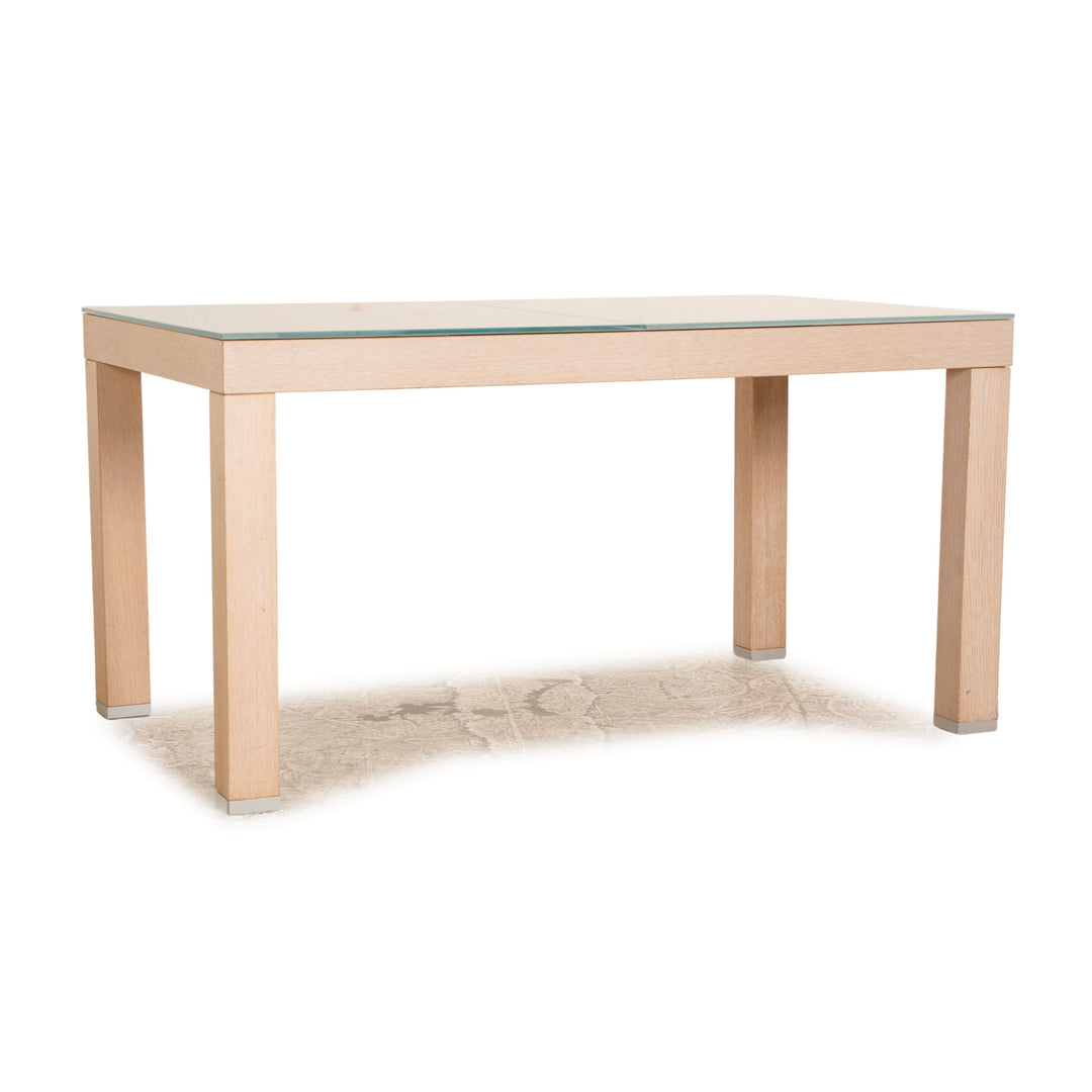 ligne roset Eureka oak wood &amp; glass dining table brown 140-208 x 85 cm