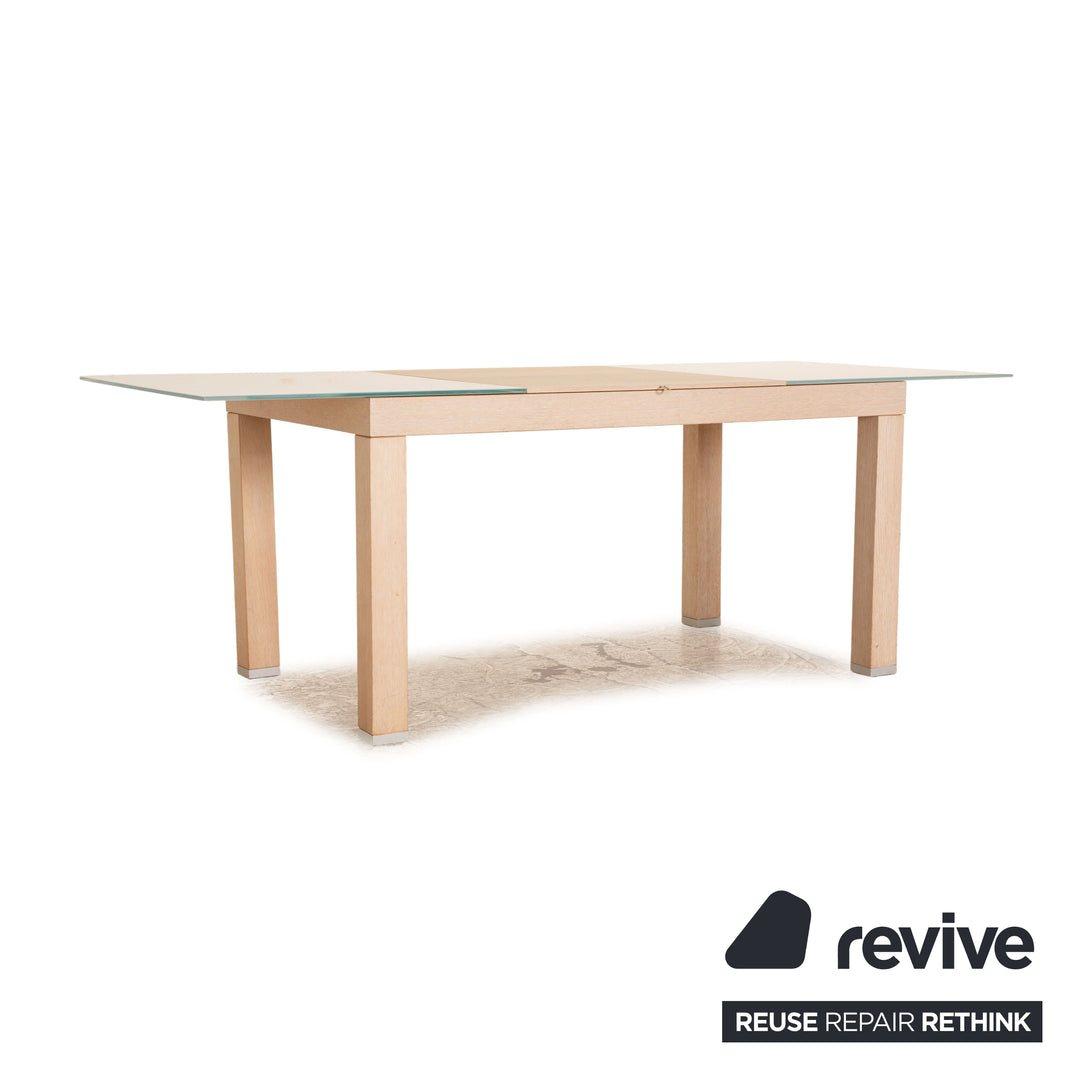ligne roset Eureka oak wood &amp; glass dining table brown 140-208 x 85 cm