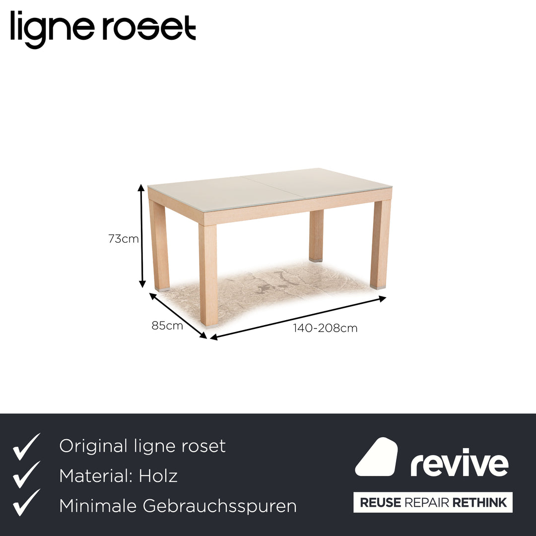 ligne roset Eureka oak wood &amp; glass dining table brown 140-208 x 85 cm