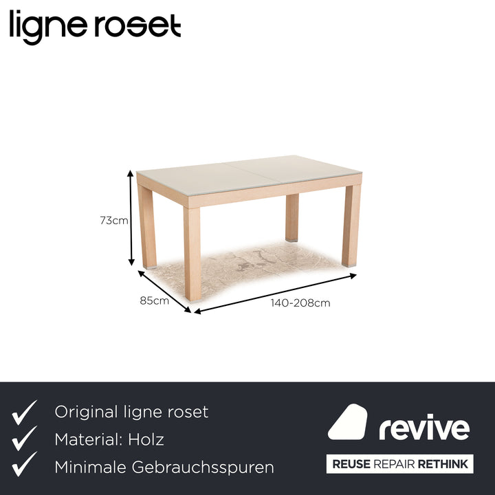 ligne roset Eureka oak wood &amp; glass dining table brown 140-208 x 85 cm