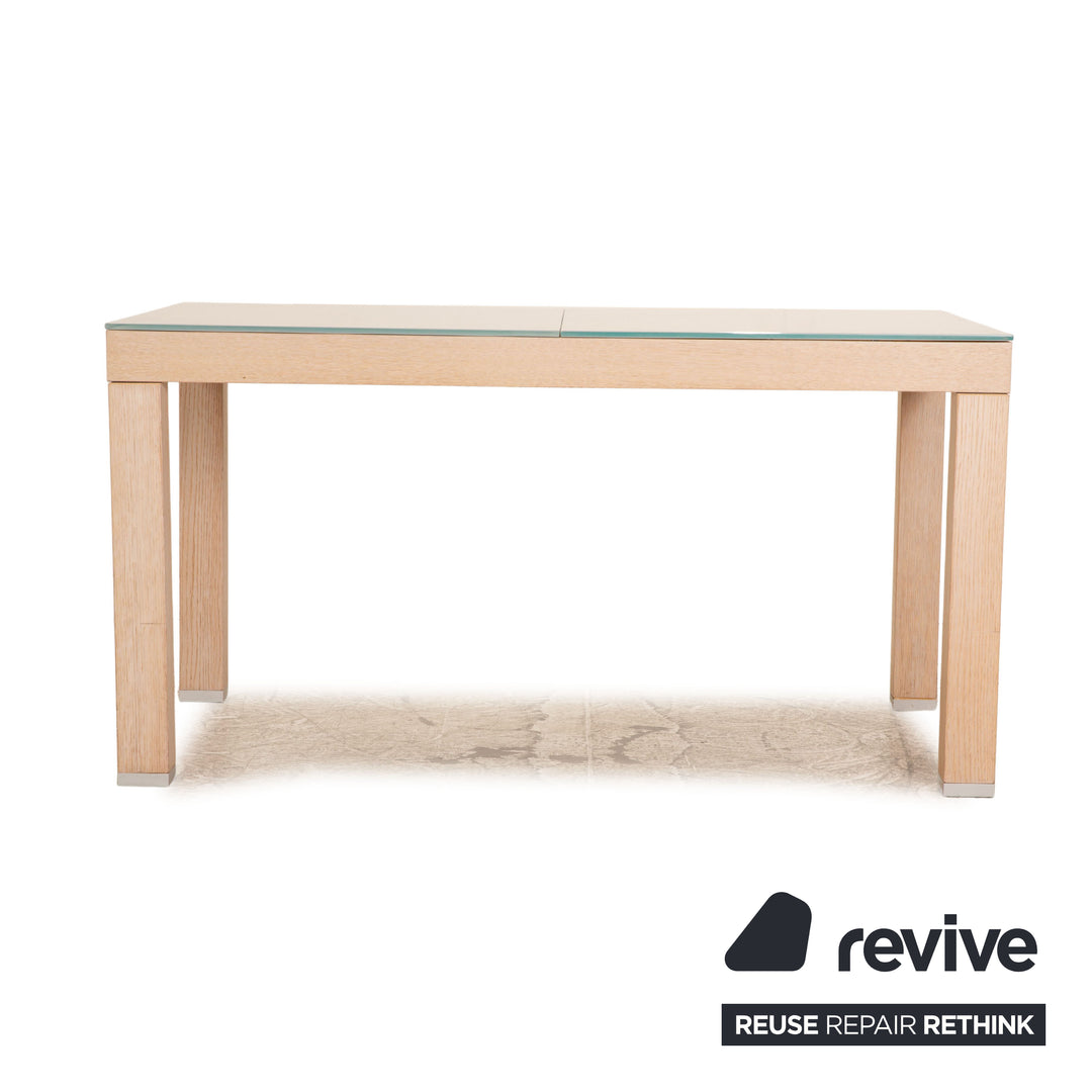 ligne roset Eureka oak wood &amp; glass dining table brown 140-208 x 85 cm