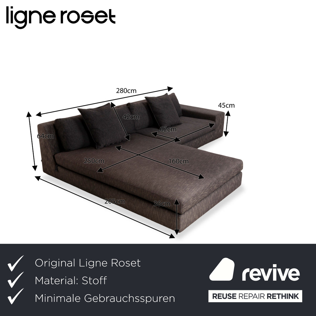 ligne roset Exclusif canapé d'angle en tissu méridienne gauche canapé gris