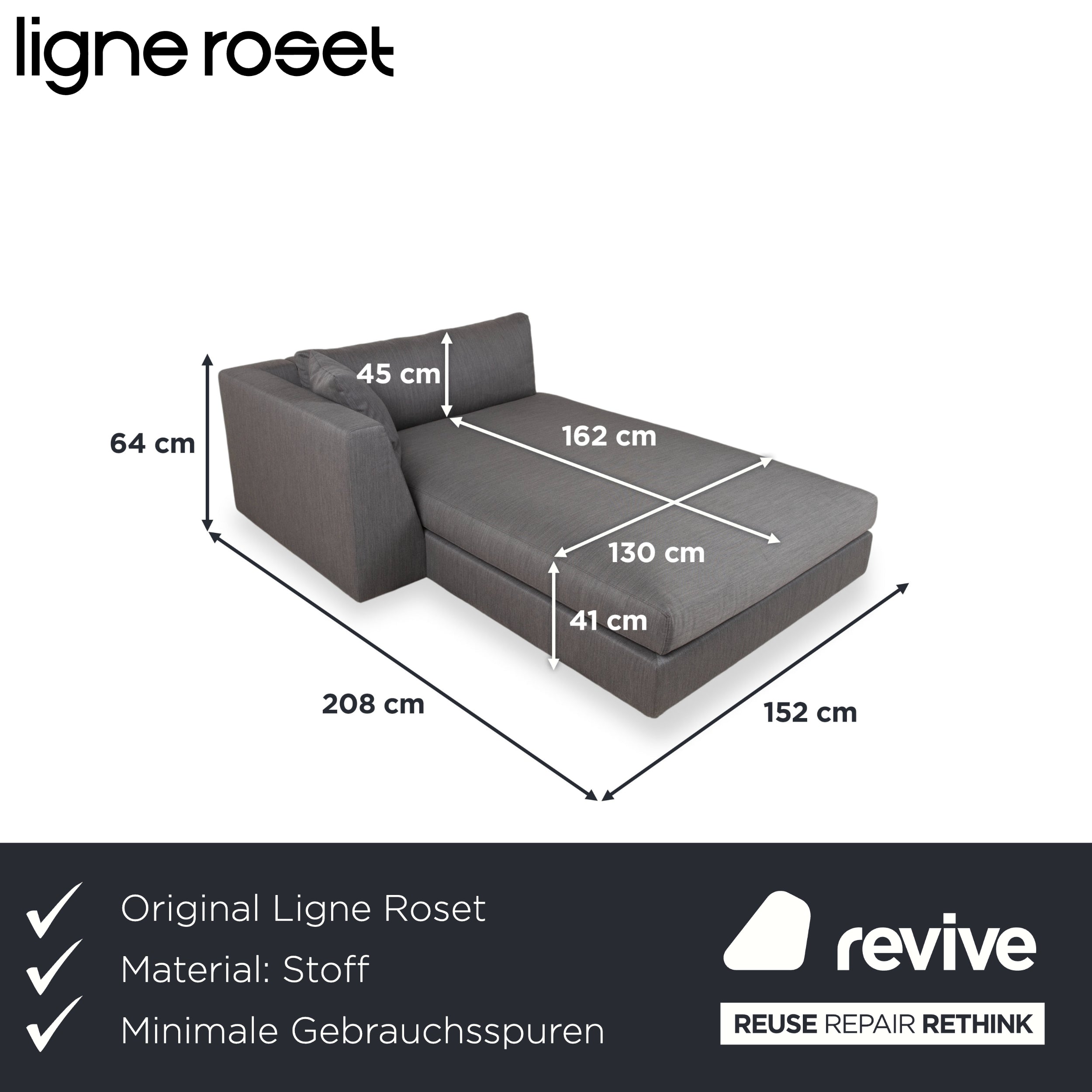 Ligne Roset EXCLUSIF Stoff Liege Daybed Grau Anthrazit
