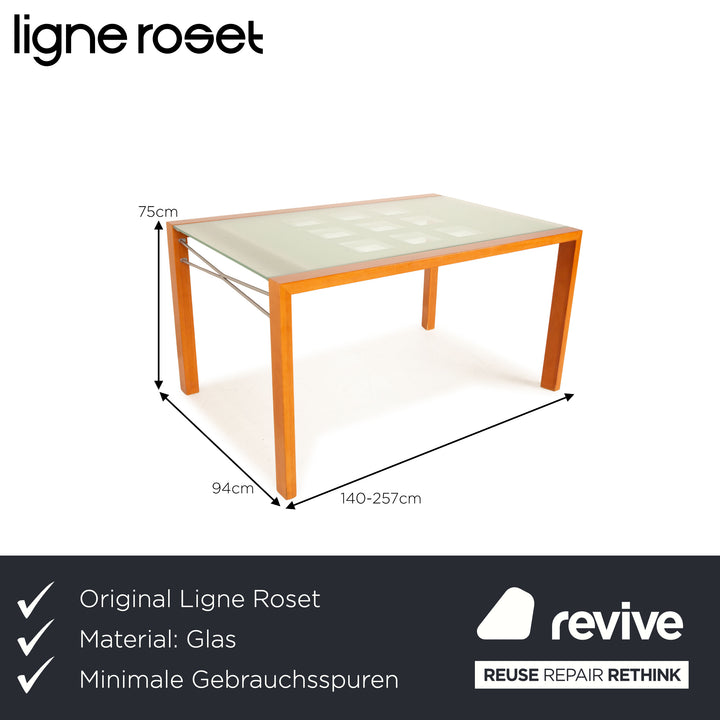 ligne roset Extensia glass dining table blue extension function 140/257 x 75 x 94