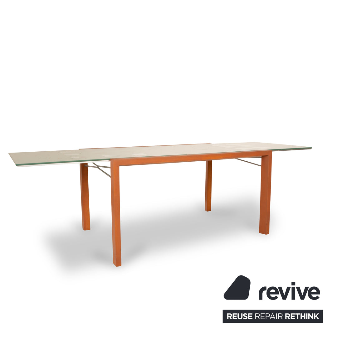 Table à manger Ligne Roset Extensia en verre marron avec fonction extractible