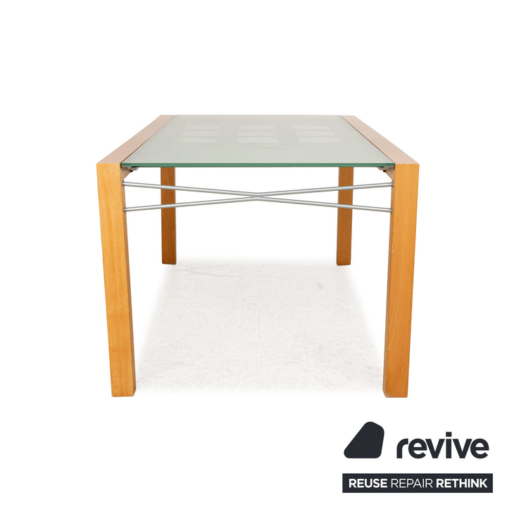 Ligne Roset Extensia Glass Wood Dining Table Brown Silver Extendable