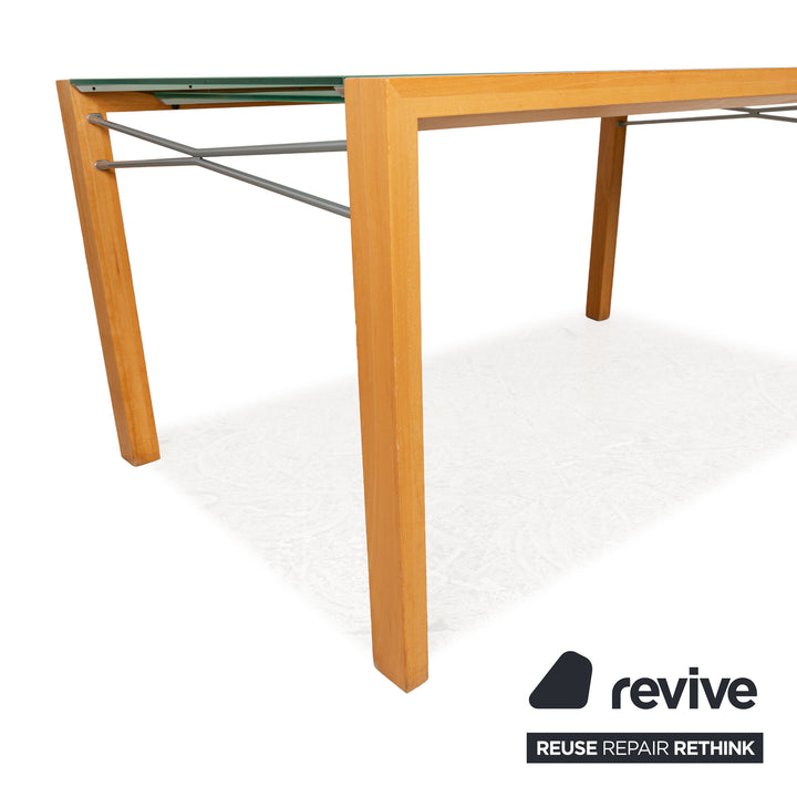 Ligne Roset Extensia Glass Wood Dining Table Brown Silver Extendable