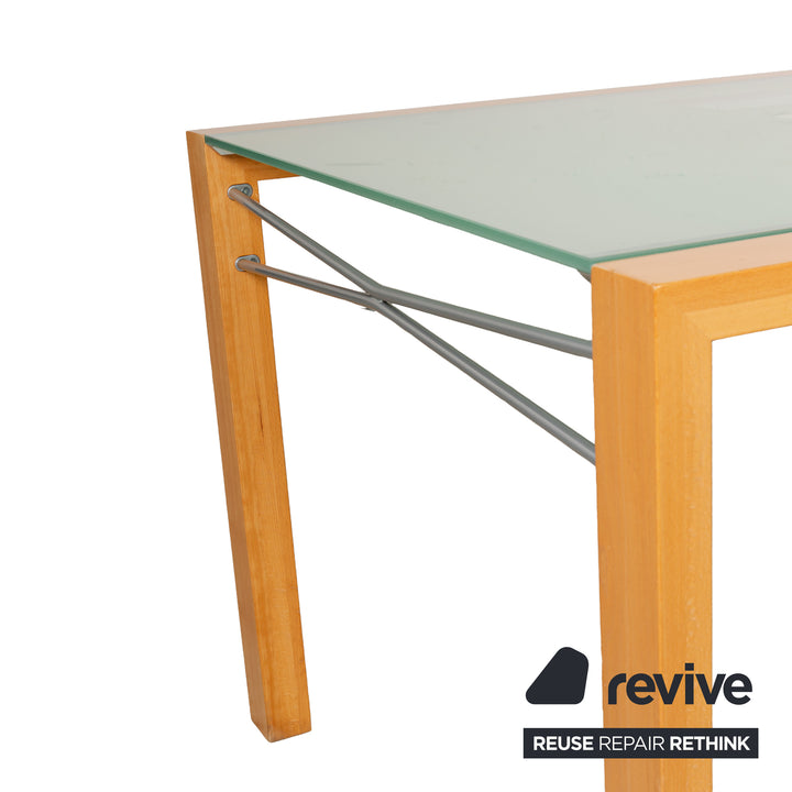 Ligne Roset Extensia Glass Wood Dining Table Brown Silver Extendable