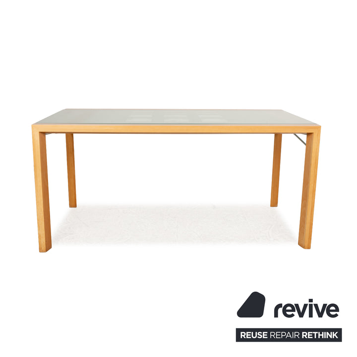 Ligne Roset Extensia Glass Wood Dining Table Brown Silver Extendable