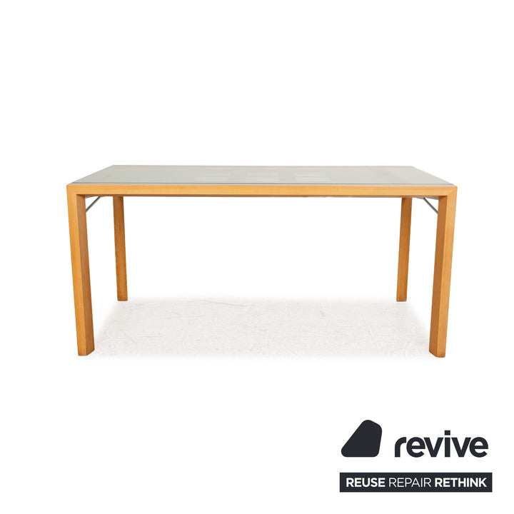 Ligne Roset Extensia Glass Wood Dining Table Brown Silver Extendable