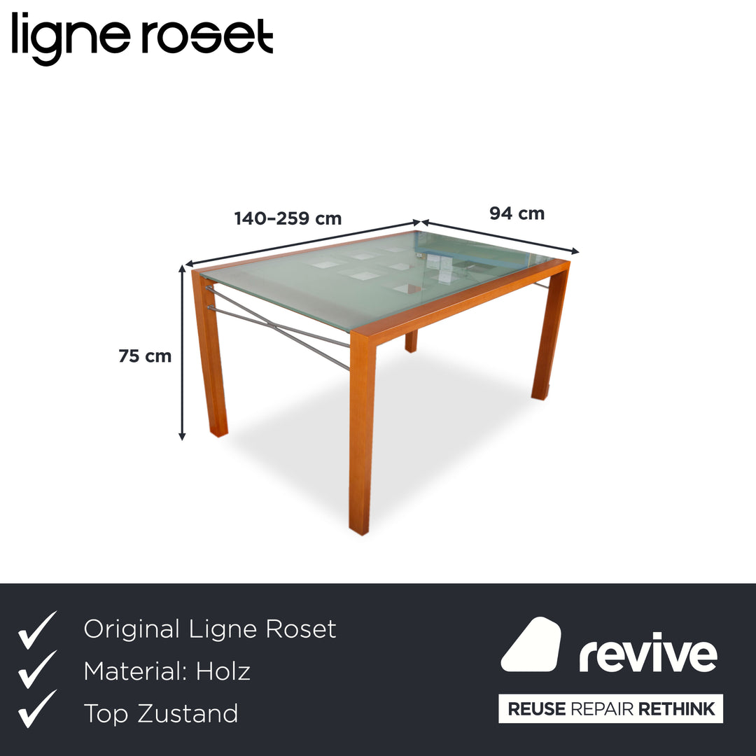 Ligne Roset Extensia Wooden Dining Table Brown Extendable Dining Room 140-259 x 94 cm