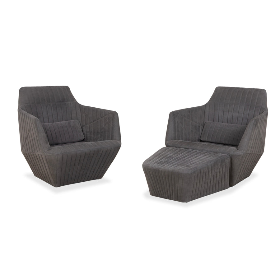 ligne roset Facett Stoff 2x Sessel Hocker Grau