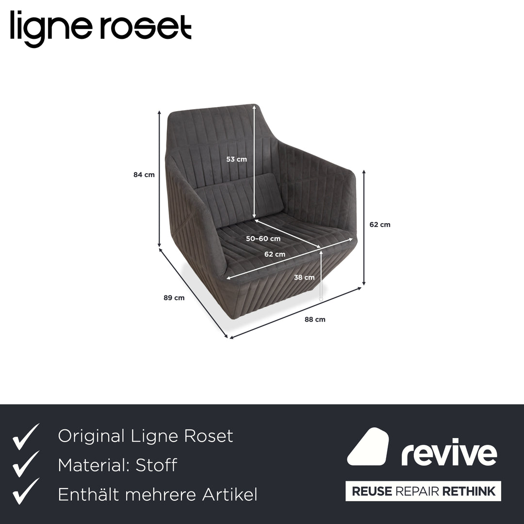 ligne roset Facett Stoff 2x Sessel Hocker Grau
