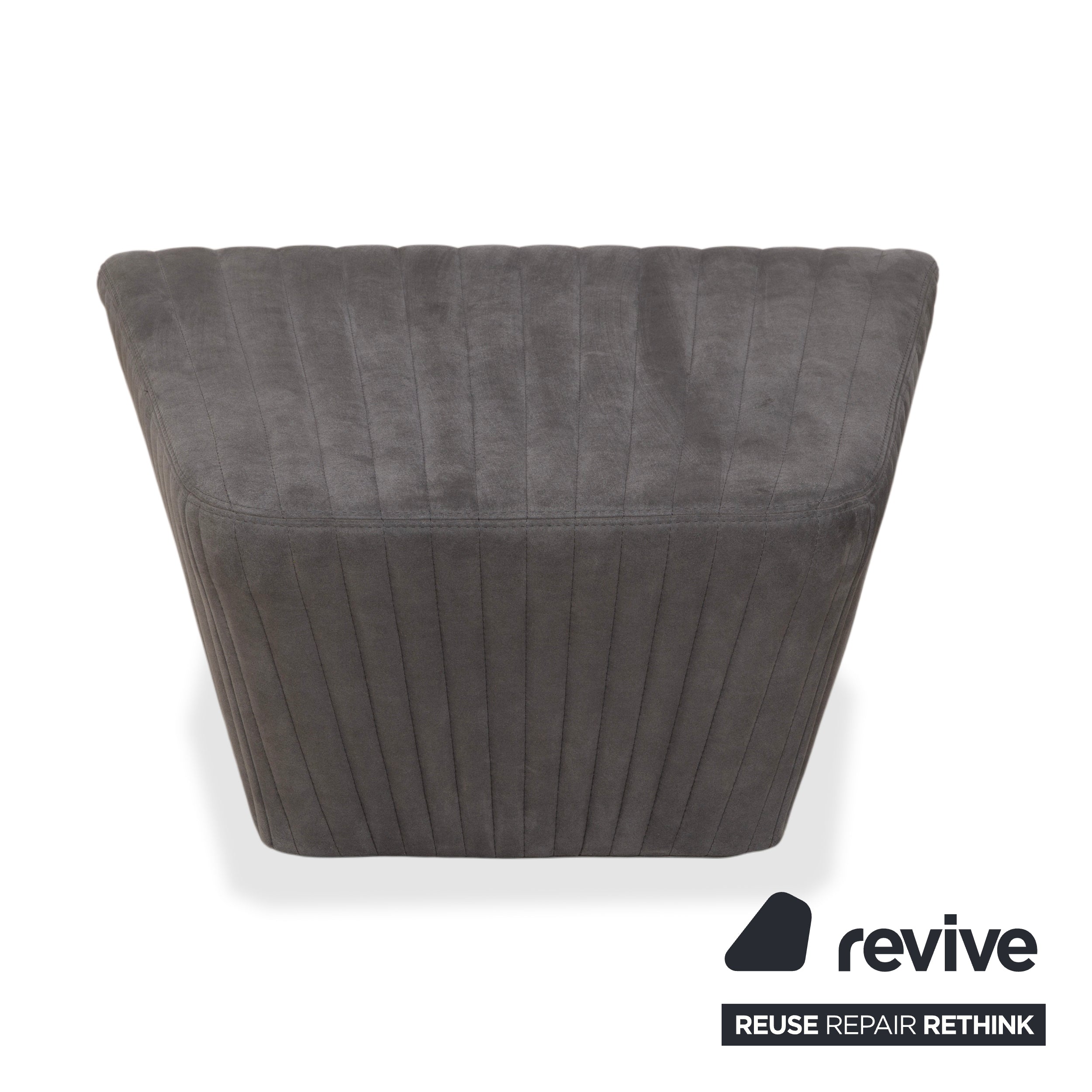 Tabouret en tissu gris à facettes rosette ligne rosace