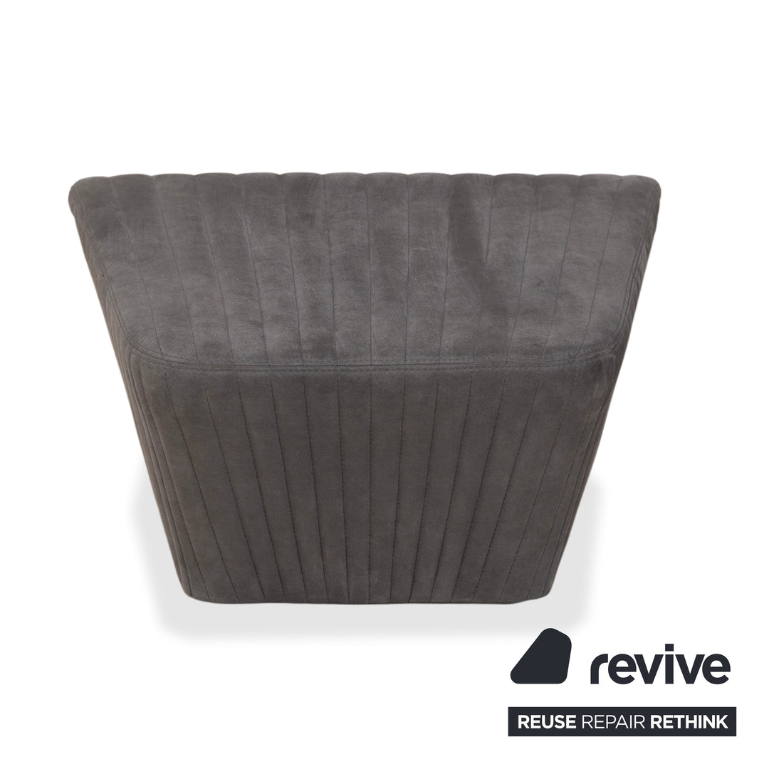 Tabouret en tissu gris à facettes rosette ligne rosace