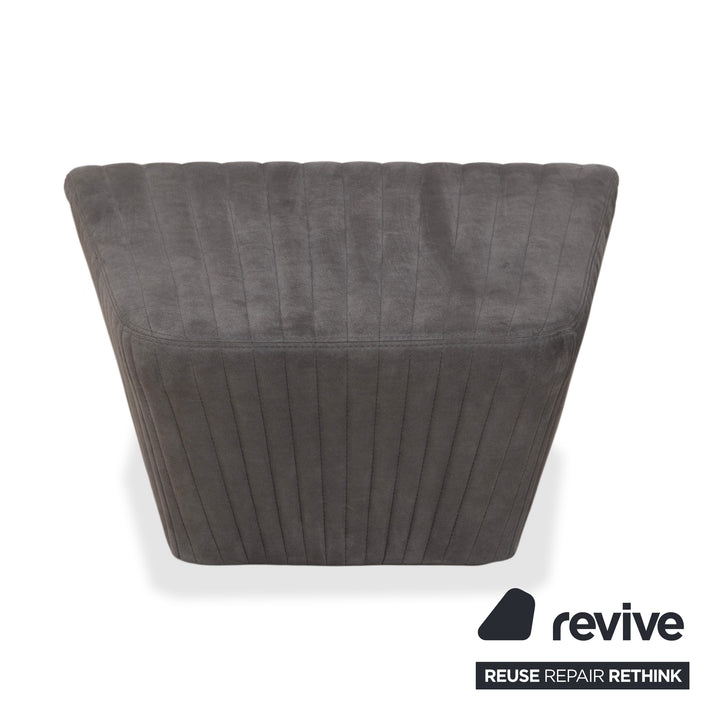 Tabouret en tissu gris à facettes rosette ligne rosace
