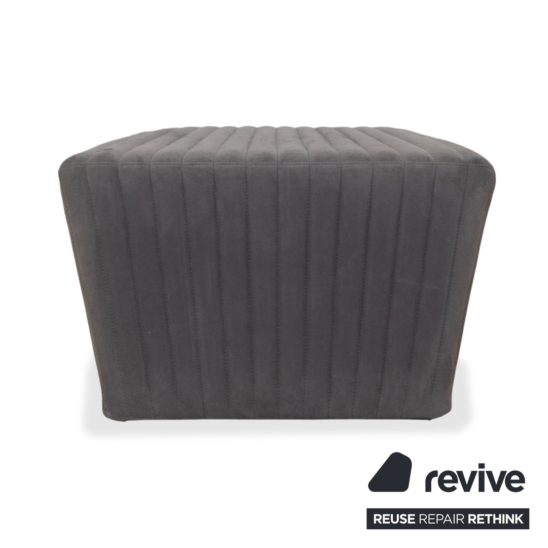 Tabouret en tissu gris à facettes rosette ligne rosace