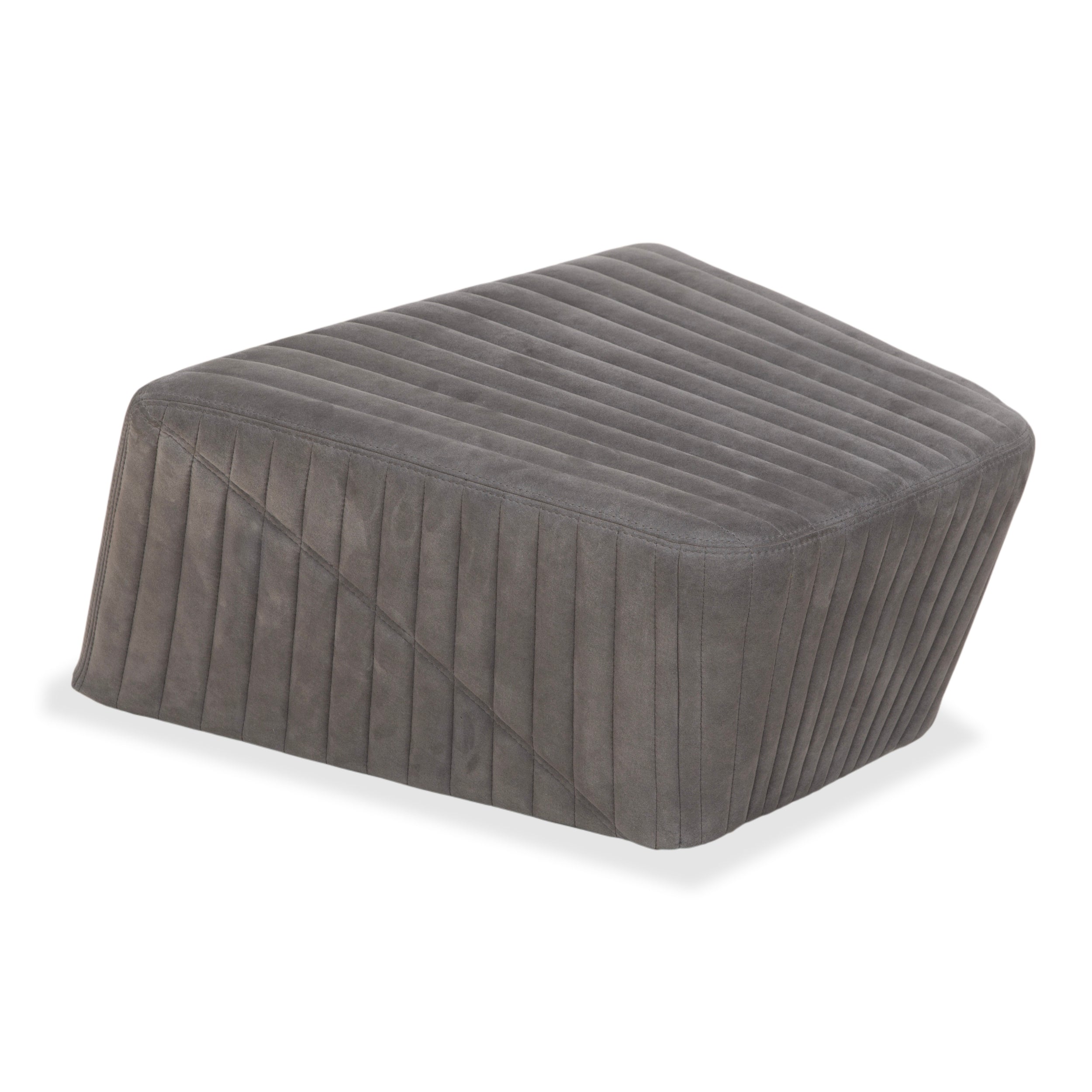 Tabouret en tissu gris à facettes rosette ligne rosace