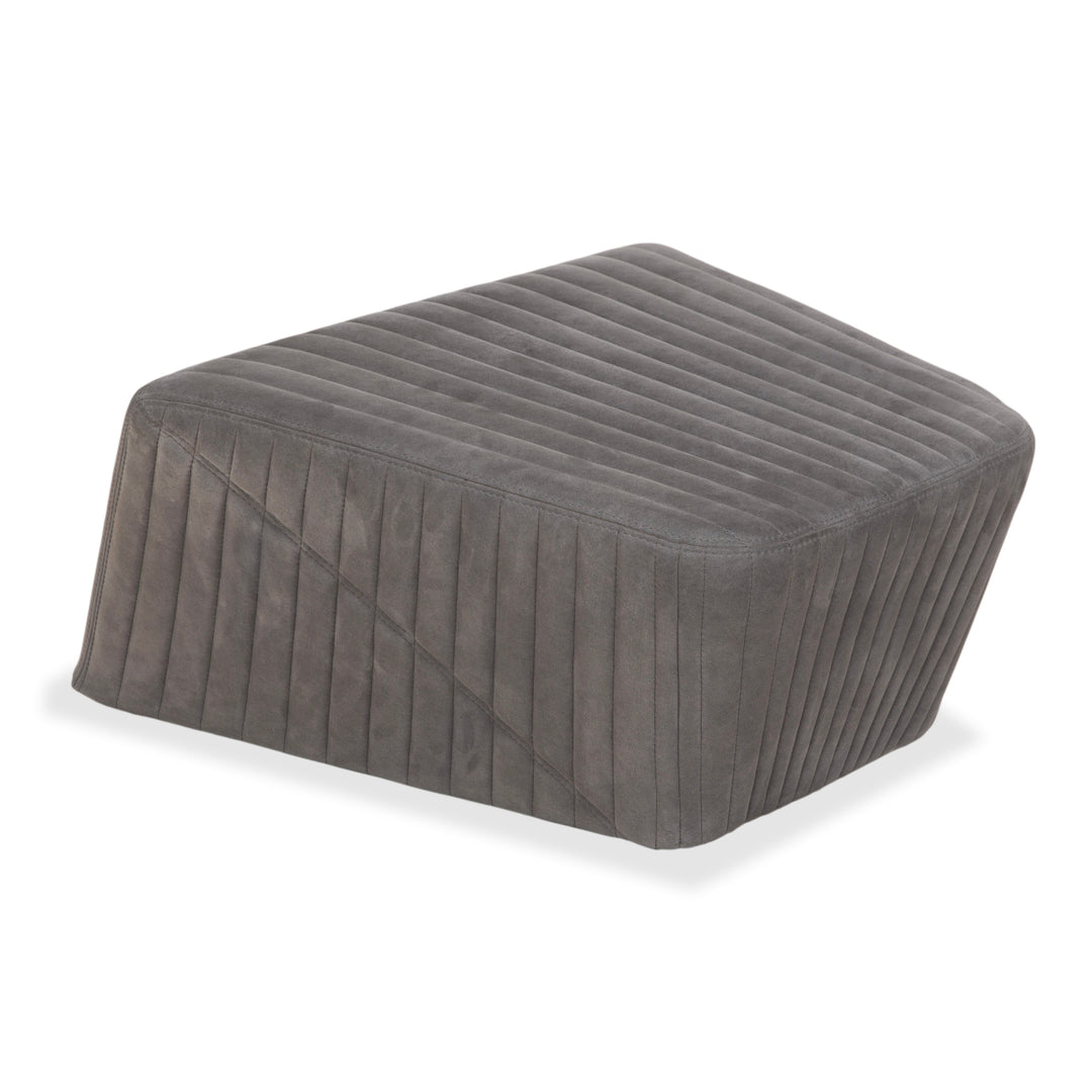 Tabouret en tissu gris à facettes rosette ligne rosace