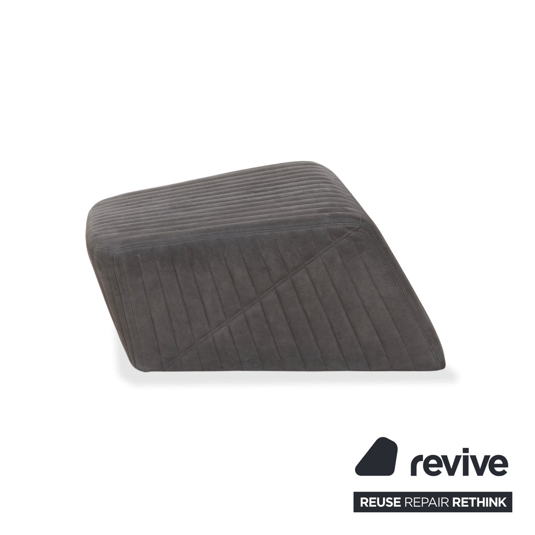 Tabouret en tissu gris à facettes rosette ligne rosace