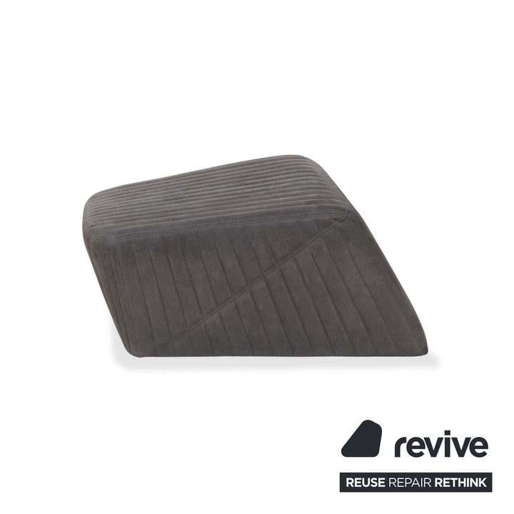 Tabouret en tissu gris à facettes rosette ligne rosace