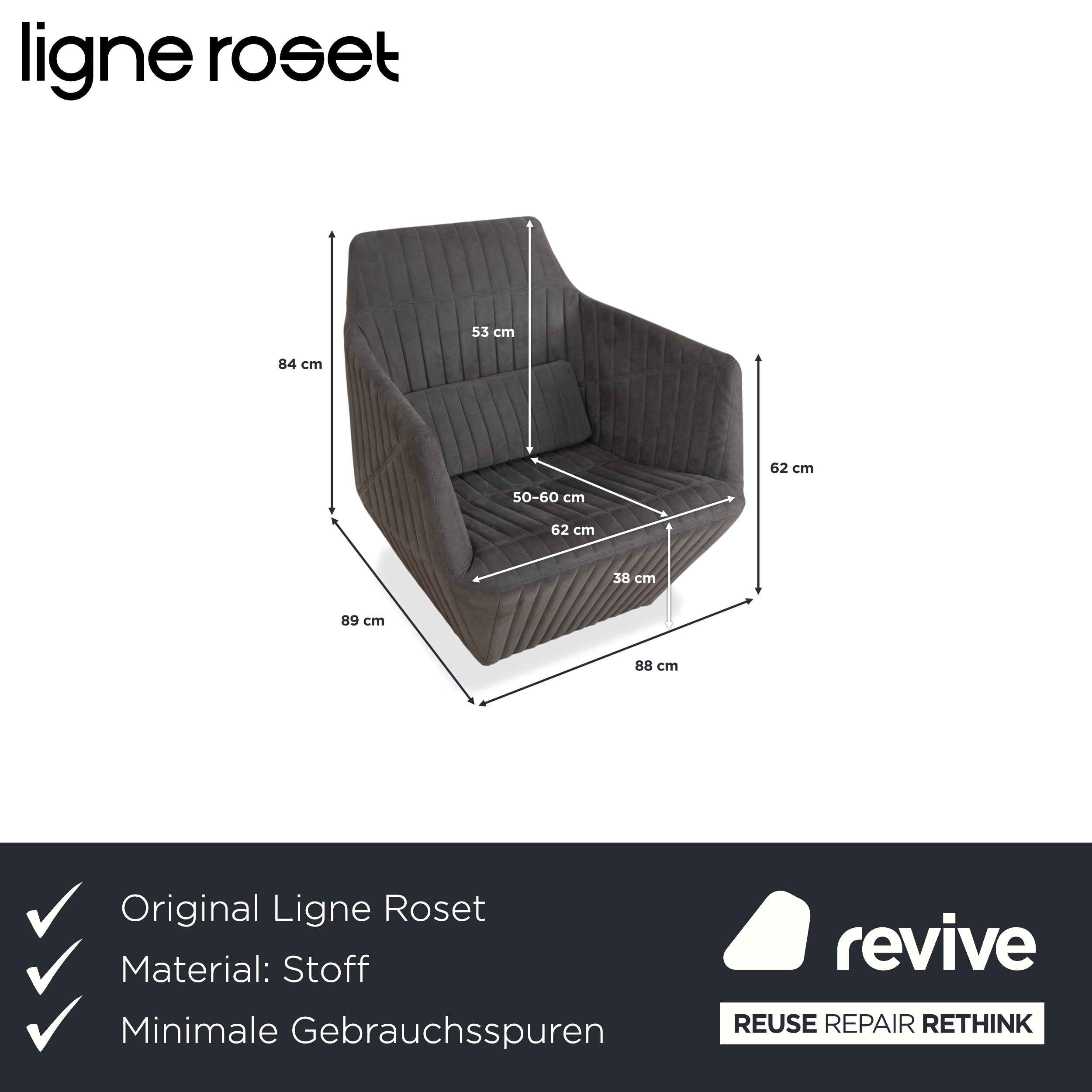 ligne roset Facett Stoff Sessel Grau
