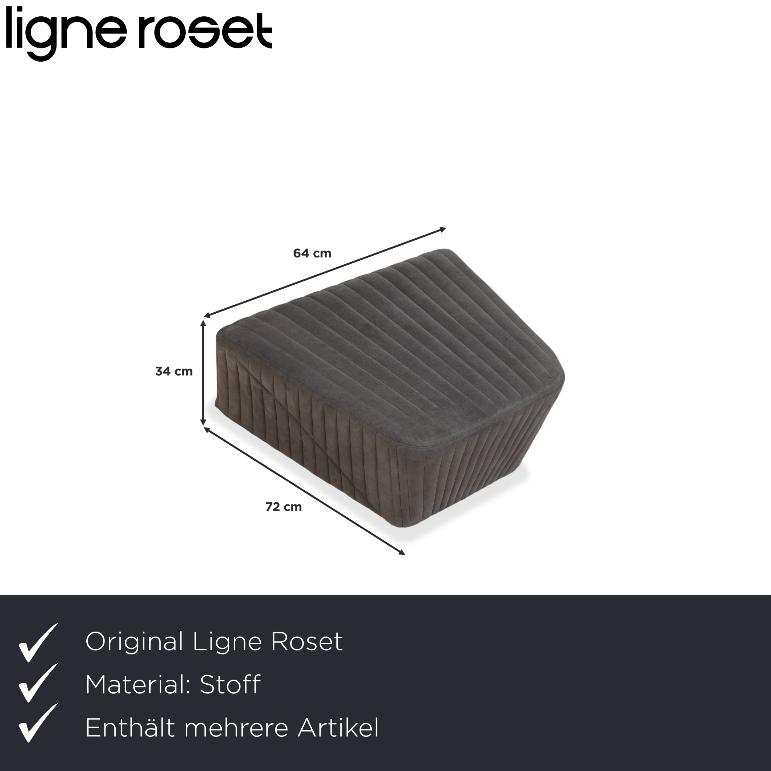 ligne roset facet fabric armchair stool gray