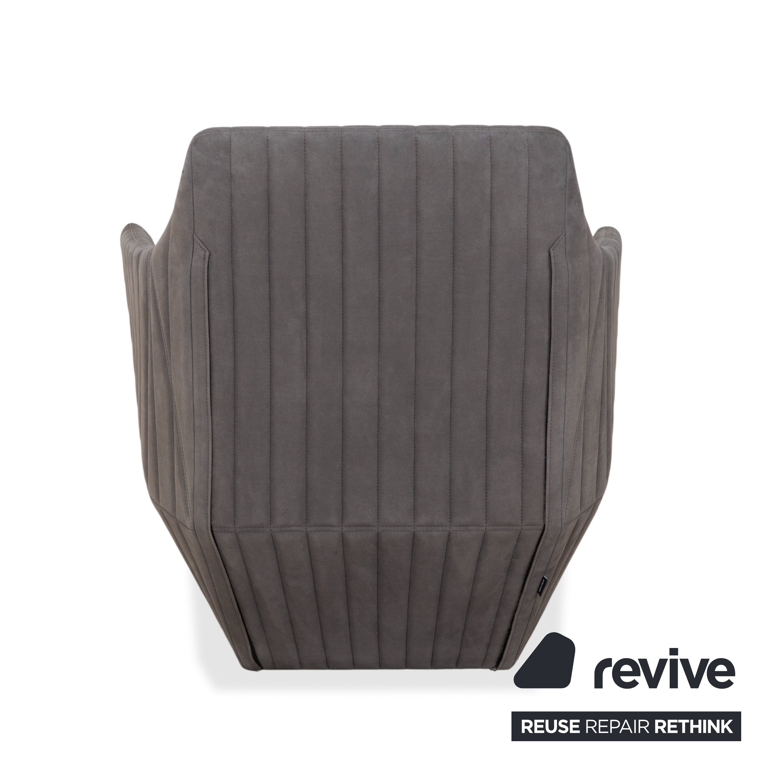 Fauteuil tabouret gris en tissu à facettes rosette ligne