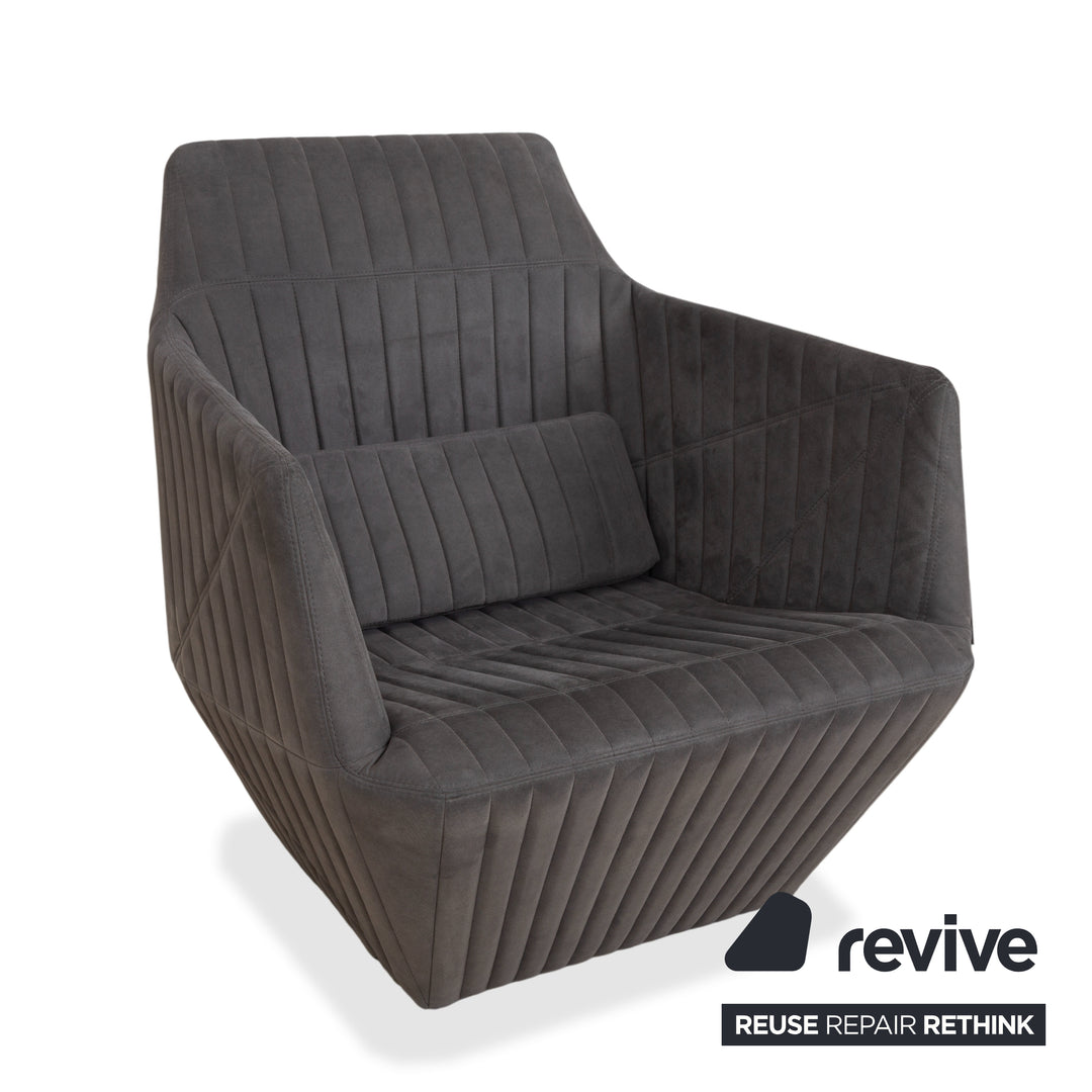 ligne roset Facett Stoff Sessel Hocker Grau
