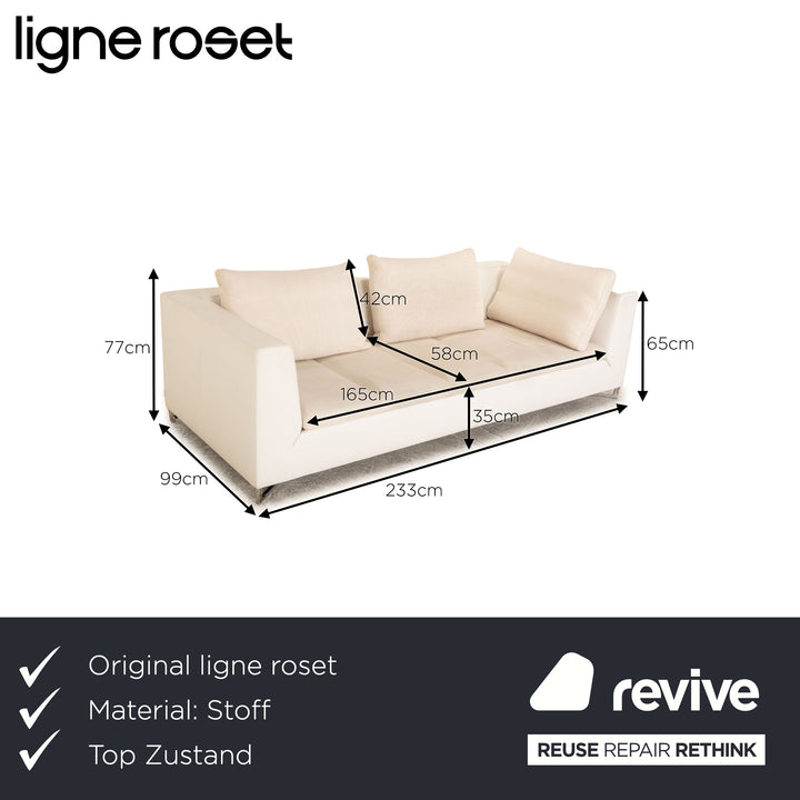 ligne roset Feng Stoff Dreisitzer Creme Sofa Couch