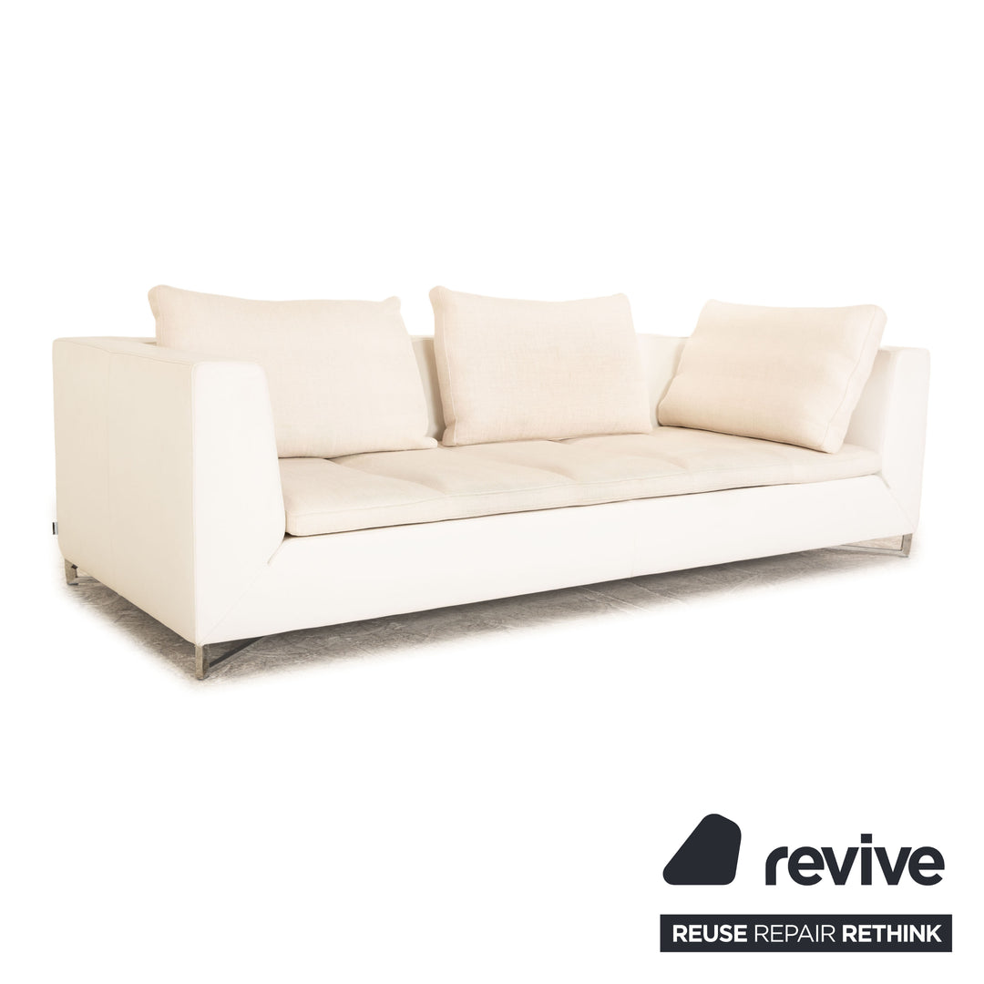 ligne roset Feng fabric three-seater cream sofa couch